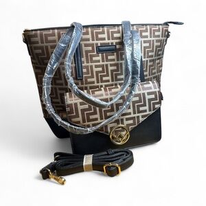 Fashion 2 Piece Bag NWT(NOT A FENDI BAG) Stylish Geometric Patterned Handbag Set